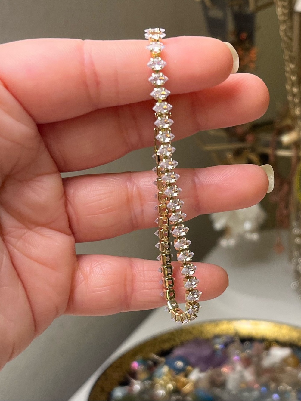 Clear Cubic Zirconia Gold Tone Tennis Bracelet